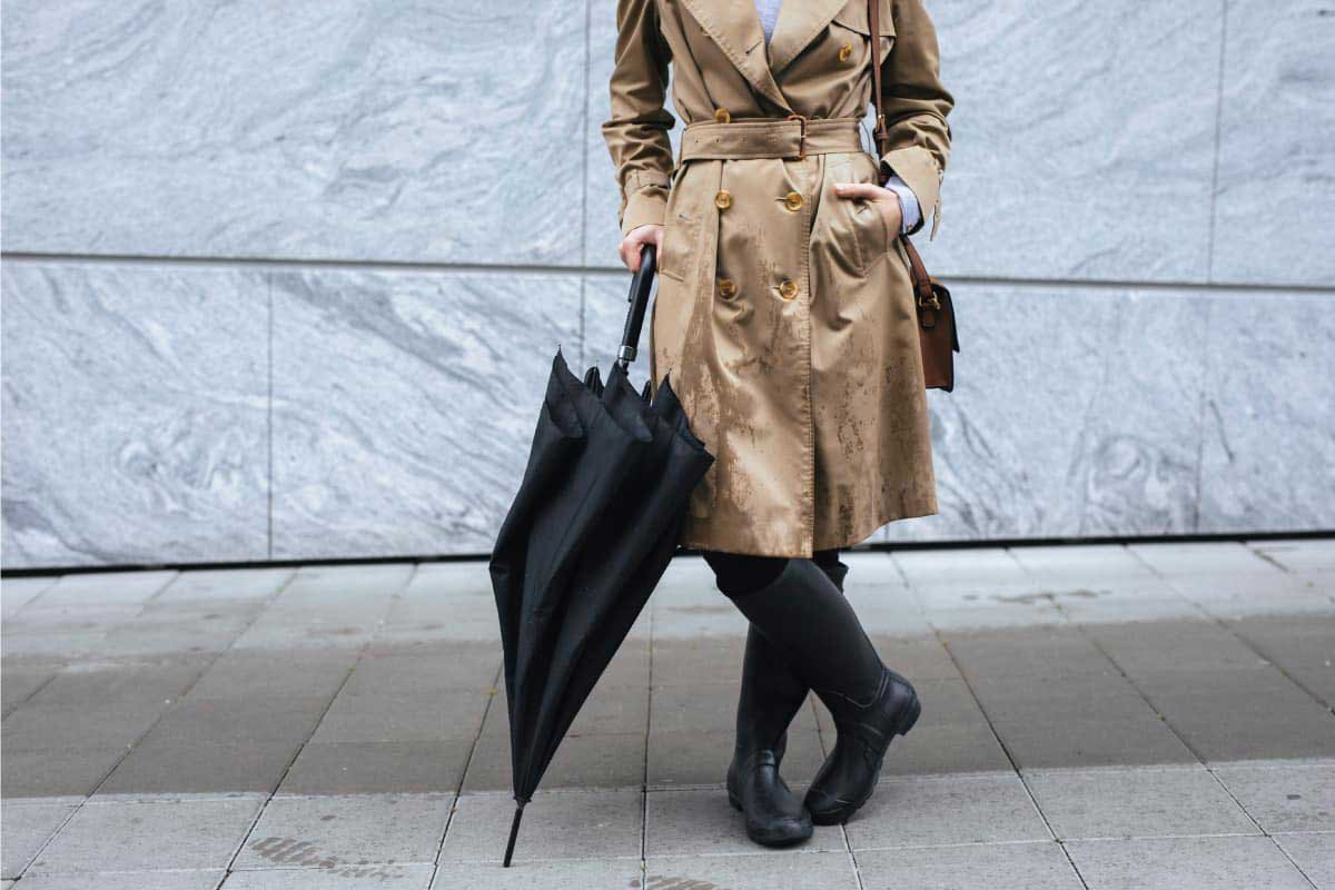 Trench coat and rain boots 